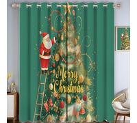 CAEITLRSO 140 x 260 cm Étoile Sapin De Noël Rideau de fenêtre Père Noël Monts Métallifères Verts Rideaux Opaques pour Salon Chambre Rideaux occultants, 2 Panneaux avec œillet