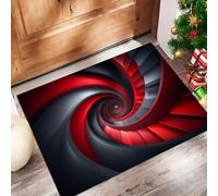 CAEITLRSO Paillasson 3D Science Fiction, Spirale Escalier, Paillasson Lavable en Machine, à Poils Courts, Antidérapant et Doux, Tapis de Porte extérieur & intérieur, caoutchouté, 50x80cm, Rouge Gris