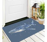 CAEITLRSO Paillasson à Rêveur Océan Lavable, à Poils Courts, Ciel Étoilé Requin, Bleu Brumeux, 60x90cm, Pliable, antidérapant, pour Porte d'entrée, Cuisine, Patio, Couloir, Chambre à Coucher