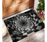 CAEITLRSO Paillasson Abstrait Grille, Tapis de Spirale Tunnel, 60x90cm, résistant aux intempéries, antidérapant, pour Porte d'entrée, Couloir, entrée, Lavable, Noir