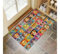 CAEITLRSO Paillasson antidérapant Portraits d'animaux Patchwork, 80x120cm Doux Poils Ras, Tapis Visage De Chat De Dessin Animé, Paillasson Lavable en Machine, pour Le Salon, Chambre à Coucher
