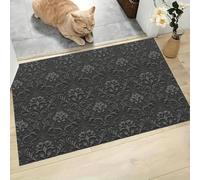 CAEITLRSO Paillasson Art Bohème Pop, 60x90cm, Lavable en Machine, Paillasson Peint À La Main Rayé, antidérapant, Tapis d'entrée Anti-poussière pour Couloir, Cuisine, Porte d'entrée, Gris Foncé