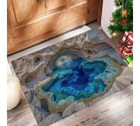CAEITLRSO Paillasson Bleu Saphir Complexe Hôtelier De Luxe 40x60cm, Piscine Grotte, Tapis De Sol Décoratif pour La Maison, Dos Antidérapant Lavable De l'eau pour Décoration D'Entrée Intérieure