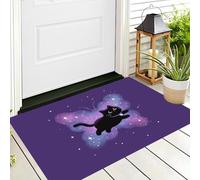 CAEITLRSO Paillasson Ciel Étoilé Papillon, Tapis de Rêveur Chaton, 60x90cm, résistant aux intempéries, antidérapant, pour Porte d'entrée, Couloir, entrée, Lavable, Violet Foncé