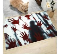 CAEITLRSO Paillasson De Lavable Thriller Sombre, Empreinte De Main Ombre Sang Tapis De Porte Avant Intérieur, antidérapant Flanelle pour La Cuisine,Le Jardin, L'Entrée du Hall 50x80cm, Noir Et Rouge