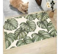 CAEITLRSO Paillasson pour Extérieur et Intérieur, Tropical Jungle, 50x80cm Tapis Flannel avec, Feuilles De Monstera, Paillasson Imperméable et Antidérapant pour Porte l'Entrée Terrasse, Vert Olive