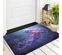 CAEITLRSO Paillasson Rêveur Océan, Fluorescent Méduse, Paillasson Lavable en Machine, à Poils Courts, Antidérapant et Doux, Tapis de Porte extérieur & intérieur, caoutchouté, 80x120cm, Violet