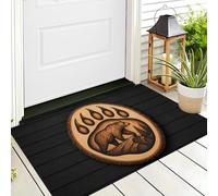 CAEITLRSO Paillasson TPR, Tapis d’entrée Ouest Sauvagerie, 45x75cm, antidérapant, résistant, Lavable, intérieur, extérieur, Brun Foncé, Patte d'ours Ours Brun