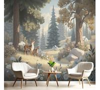 CAEITLRSO Papier Peint Paysage De Guérison Pastoral, 3D Panoramique Papier Peint Cerf Marguerite Forêt, Papier Mural Decoratif Pour Salon, Chambre, Tapisserie Murales, Décoration Murale 200x140cm