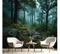 CAEITLRSO Papier Peint Paysage Sombre Forêt, 3D Panoramique Papier Peint Forêt Du Sentier De Brume Pierre, Papier Mural Decoratif Pour Salon, Chambre, Décoration Murale 300x210cm