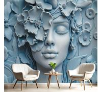 CAEITLRSO Papier Peint Soie Rétro Gaufrage, 350x256cm Papier Peint Panoramique Grandes poster Mural Photo pour Salon, Chambre, Décor Fond TV, Orchidée La Belle Au Bois Dormant, Bleu Ciel