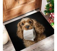 CAEITLRSO Petit Tapis Animaux Portraits pour intérieur, Lavable, Mignons Cockers, avec Dos antidérapant, pour entrée, Couloir et Couloir, Résistante à la Tache,Pliable, 50x80cm, Brun