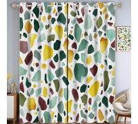 CAEITLRSO Rideau Occultant Aquarelle Terrazzo Salon Thermique Isolant Anti Froid Polyester 2 Pièces 117 x 137 cm Rideaux De Fenêtre Texture Homogène pour Chambre Cuisine Décoration