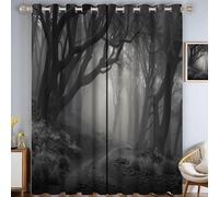 CAEITLRSO Rideau Occultant Sombre Forêt Salon Thermique Isolant Anti Froid Polyester 2 Pièces 140 x 260 cm Rideaux De Fenêtre Étrange Brouillard pour Chambre Cuisine Décoration