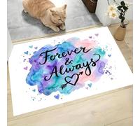 CAEITLRSO Romantique Aquarelle Tapis Entree Interieur Antidérapant Lavable en Machine, Éternel Cœur, 60x90cm Paillasson Chambre Interieur Bureau Cuisine Poil Ras, Bleu Vert