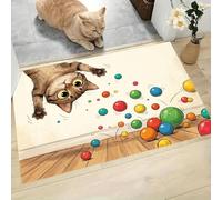 CAEITLRSO Tapis De Animaux De Compagnie Mignons Dessins Animés Paillasson, Antidérapant Chiots Espiègles Paillasson, Facile à Nettoyer, D'Entrée Résistant Tapis De Bain pour Chambre Cuisine 50x80cm