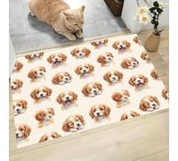 CAEITLRSO Tapis Entree Interieur, Paillasson Lavable en Machine, Animaux Portraits, Mignon Chiot, à Poils Courts, Antidérapant et Doux, Idéal pour Couloir, entrée ou Cuisine, Marron Beige, 40x60cm