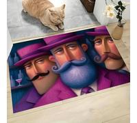 CAEITLRSO Tapis Entree Interieur Portrait Pop Art 45x75cm Lavable en Machine, paillasson AntidéRapant Poil Ras, Barbe Grand Père pour Chambre Salle a Manger Cuisine, Violet