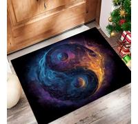 CAEITLRSO Tapis Interieur Ciel Étoilé Rêveur, Tapis D'entrée Antidérapant Lavable Fluide Tai Chi,Paillasson Absorbant Bleu Glacier, 80x120cm pour Chambre Couloi