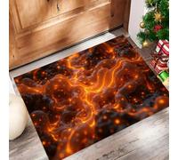 CAEITLRSO Tapis Interieur Cyber Industriel, Tapis D'entrée Antidérapant Lavable Volcan Lave,Paillasson Absorbant Orange, 50x80cm pour Chambre Couloi