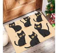 CAEITLRSO Tapis Interieur Dessin Animé Animal, Tapis D'entrée Antidérapant Lavable Chat Noir en Colère,Paillasson Absorbant Noir Brun, 40x60cm pour Chambre Couloi
