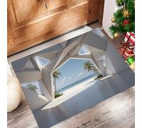 CAEITLRSO Tapis Interieur Moderne Luxueux, Tapis D'entrée Antidérapant Lavable Triangle Vue sur Mer,Paillasson Absorbant Blanc, 40x60cm pour Chambre Couloi