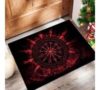 CAEITLRSO Tapis Interieur Sombre Fantastique, Tapis D'entrée Antidérapant Lavable Feu Rune,Paillasson Absorbant Rouge Ardent, 80x120cm pour Chambre Couloi