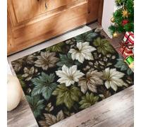 CAEITLRSO Tapis Interieur Vintage Plante, Tapis D'entrée Antidérapant Lavable Plume Feuille D'Érable,Paillasson Absorbant Vert Olive, 50x80cm pour Chambre Couloi