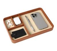 Cael n Leather Valet Plateau pour homme - Table de chevet nizer 30 x 20 cm avec 4 cartons, fourre-tout Slish pour clés, portefeuilles et accessoires