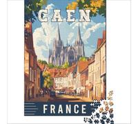 Caen in France Puzzle 1000 pièces | puzzle avec un design de carte ancienne pour les fans d'histoire une image du monde d'autrefois à compléter à la maison