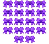 Caenagrion Lot de 18 grands nœuds élastiques faits à la main pour pom-pom girl, adolescente, fille, université et sport Violet 20,3 cm