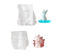 CaeorKvor Moule à bougie en forme de renard à neuf queues - Texture en silicone pour projets artistiques et présentoirs d'étagères