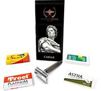 Caesar Gun Metal Rasoir de sécurité à double fil avec lot de 20 lames (Astra-Derby-Shark-Treet)(Q664)