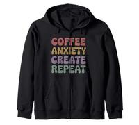 Café Anxiety Create Repeat Groovy Années 70 Vintage Creative Sweat à Capuche