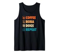 Café Boba Dogs Repeat Life Simple Boba Tea Débardeur
