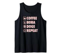 Café Boba Dogs Repeat Life Simple Boba Tea Débardeur