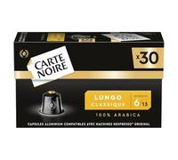 Café Capsules Lungo Classique Intensité 6 Compatible Nespresso CARTE NOIRE - la boîte de 30 capsules Lot De 3 - Par Lot