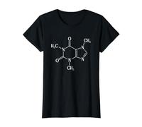 Café Chimie Formule Structurale T-Shirt Graphique avec Valeur, Femme, Noir, L