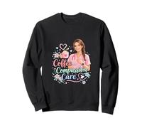 Café Compassion Care Nurse Thème Floral Sweatshirt