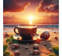 Café Coucher de Soleil Puzzle 1000 Pièces Adultes, 65x65cm DIY Puzzle Impossible Jeu de Création et Logique, Puzzles Classiques pour Adultes et Enfants de 12 Ans et Plus