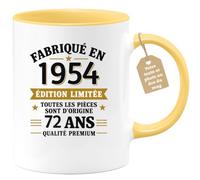 Café-Croissant - Mug 1954 Édition Limitée Pièce D'origine 72 Ans - Jaune/Cé | Design humour original pour hommes, anniversaire 1954