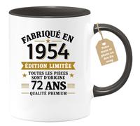 Café-Croissant - Mug 1954 Édition Limitée Pièce D'origine 72 Ans - Noir/Cér | Design humour original pour hommes, anniversaire 1954