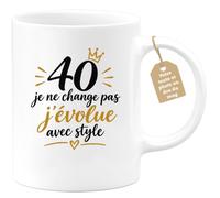 Café-Croissant - Mug 40 Ans Je Ne Change Pas J'évolue Avec Style - Blanc/Cé | Anniversaire 40 ans, Idée Cadeau Rigolo Homme