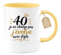 Café-Croissant - Mug 40 Ans Je Ne Change Pas J'évolue Avec Style - Jaune/Cé | Anniversaire 40 ans, Idée Cadeau Rigolo Homme
