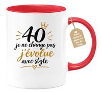 Café-Croissant - Mug 40 Ans Je Ne Change Pas J'évolue Avec Style - Rouge/Cé | Anniversaire 40 ans, Idée Cadeau Rigolo Homme