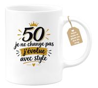 Café-Croissant - Mug 50 Ans Je Ne Change Pas J'évolue Avec Style - Blanc/Cé | Anniversaire 50 ans, Idée Cadeau Rigolo Homme