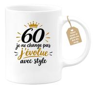 Café-Croissant - Mug 60 Ans Je Ne Change Pas J'évolue Avec Style - Blanc/Cé | Anniversaire 60 ans, Idée Cadeau Rigolo Homme