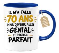 Café-Croissant - Mug 70 Ans Pour Devenir Aussi Génial Et Presque Parfait - | Idée cadeau original pour fêter 70 ans de vie incroyable