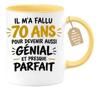Café-Croissant - Mug 70 Ans Pour Devenir Aussi Génial Et Presque Parfait - | Idée cadeau original pour fêter 70 ans de vie incroyable