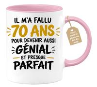 Café-Croissant - Mug 70 Ans Pour Devenir Aussi Génial Et Presque Parfait - | Idée cadeau original pour fêter 70 ans de vie incroyable